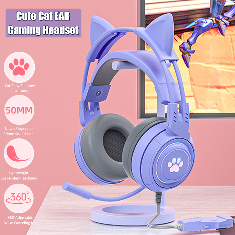 Esports Gaming Monitor - Auriculares con orejas de gato para