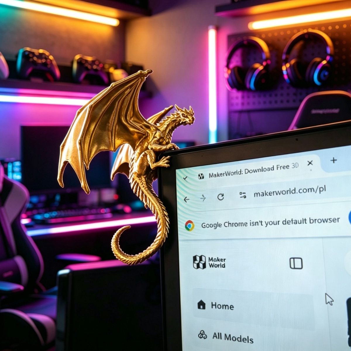 Esports Gaming Monitor - Figura Decorativa de Dragón para Monitor,